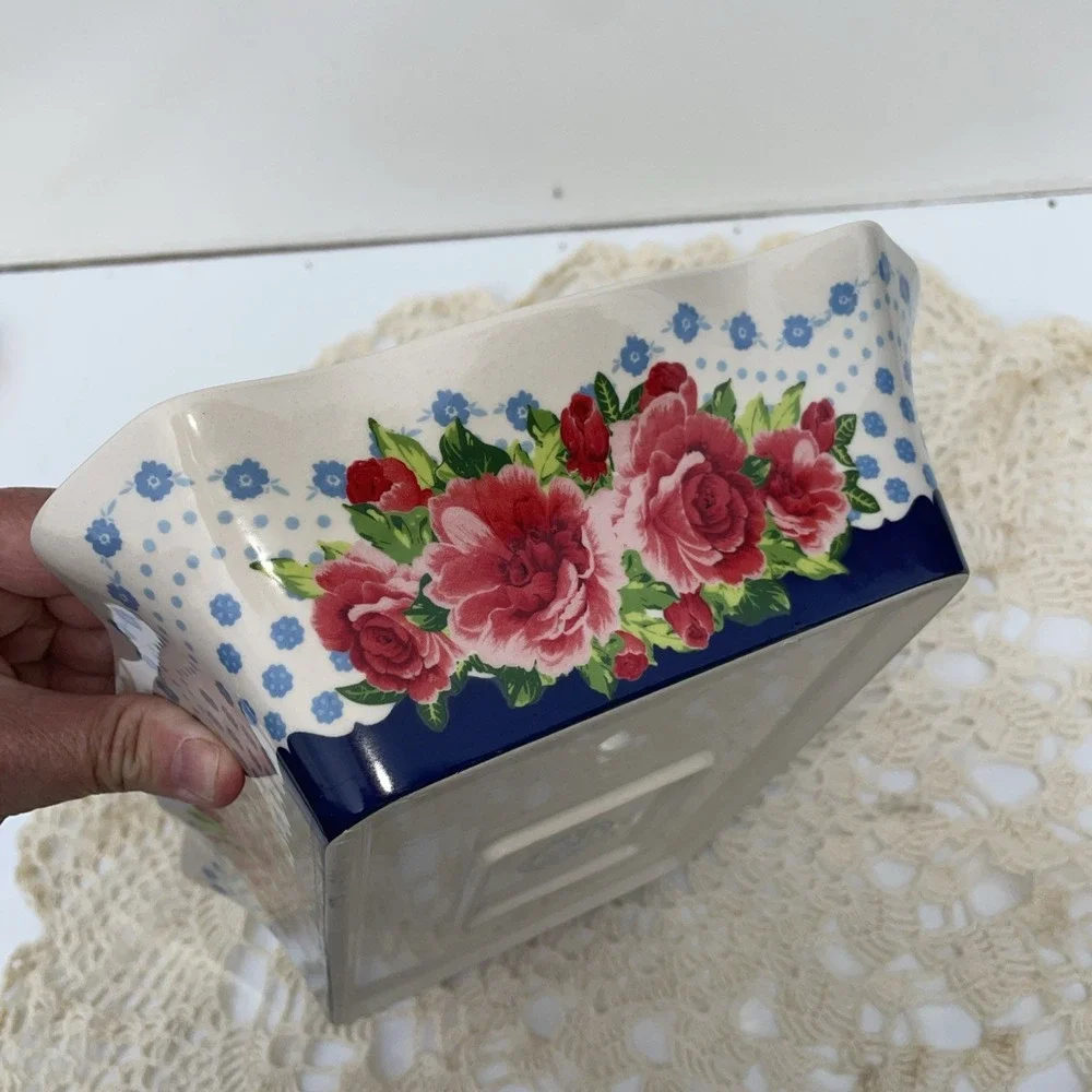Pioneer Woman Stoneware Dish Casserole Baking Floral Ruffled Edge  12